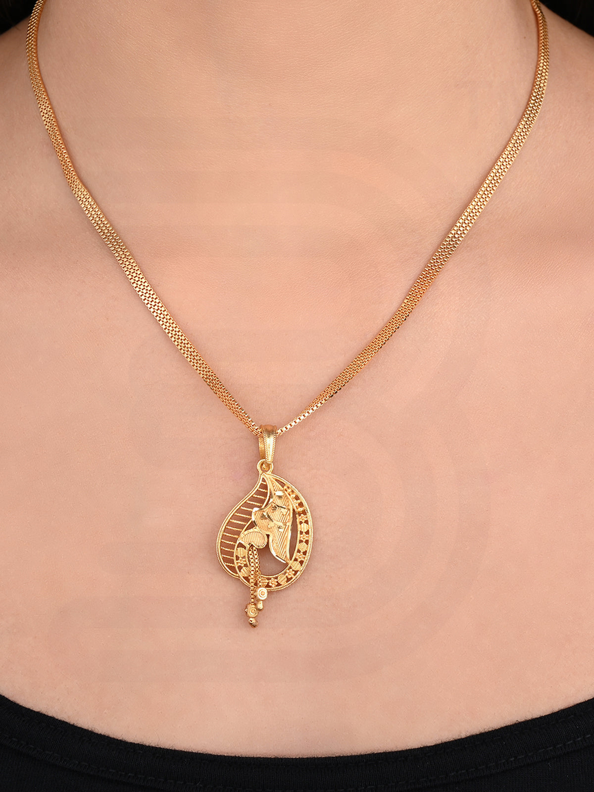 One-Gram Gold Chain Pendant Set with Tops | Lightweight Gold Finish Jewelry Set