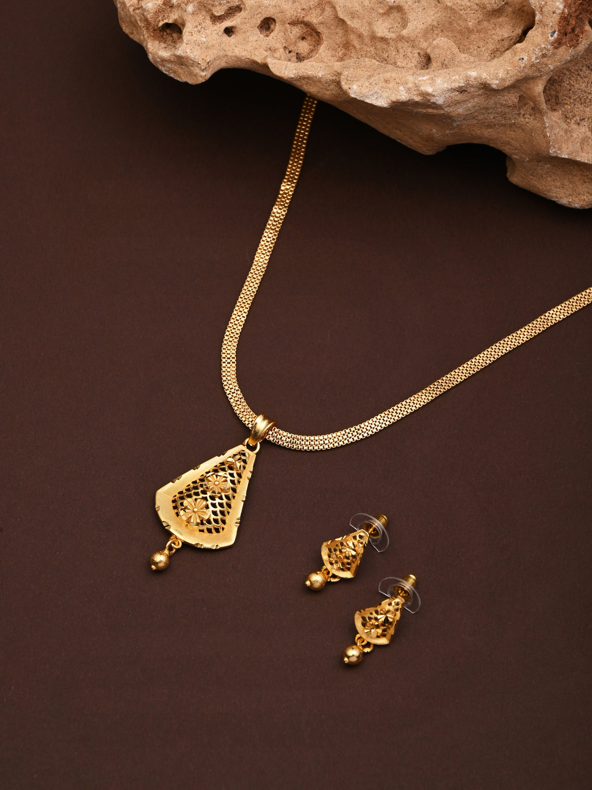 One-Gram Gold Chain Pendant Set with Tops