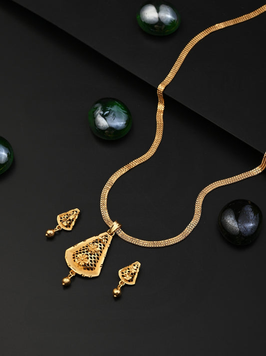 One-Gram Gold Chain Pendant Set with Tops