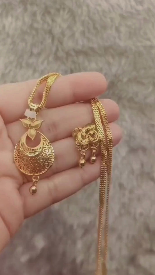 One-Gram Gold Chain Pendant Set with Tops