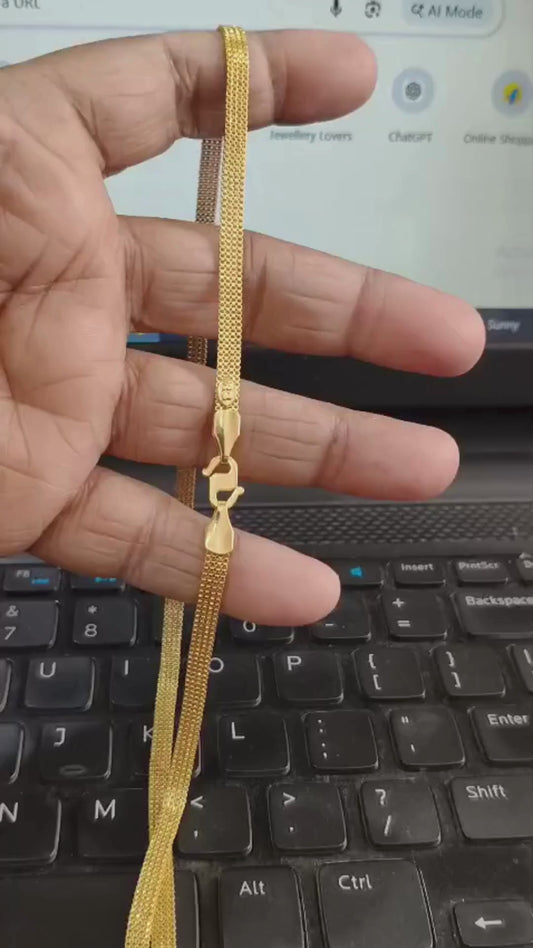 1 Gram Gold 4-Line Chain – 24 Inch | Lightweight & Elegant Design | Single Chain