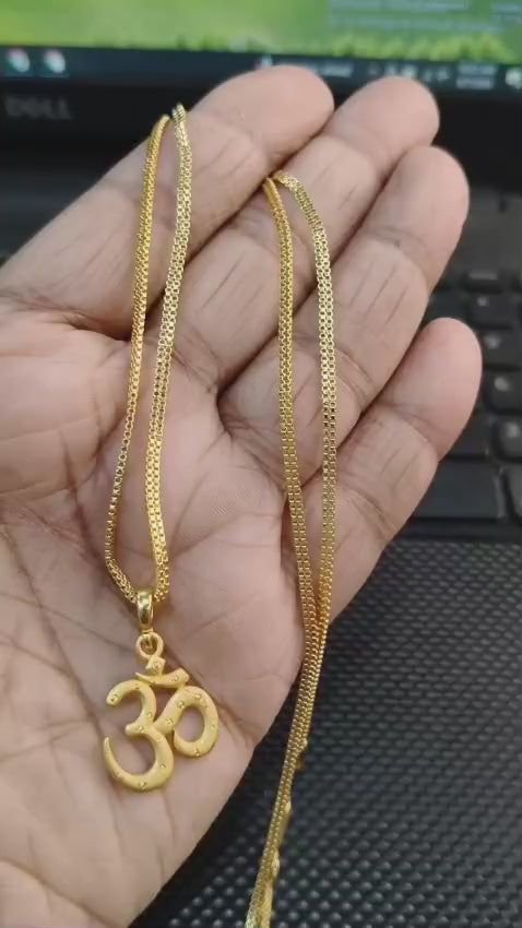 18K Gold Coated Pendant Necklace – Anti-Tarnish Finish ( 2 Line Chain )