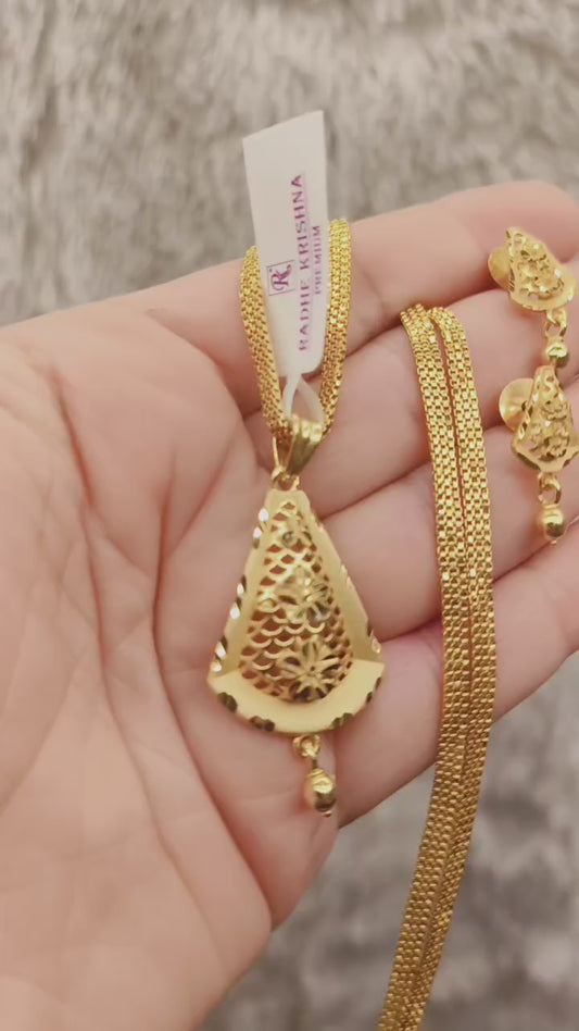 One-Gram Gold Chain Pendant Set with Tops